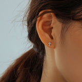 Silver Post Ear Cuff Earrings