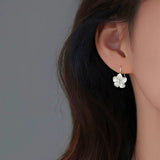 Silver Post Flower Hook Earrings