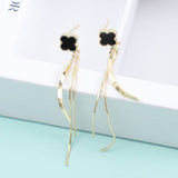 Silver Post Clover Drop Earrings