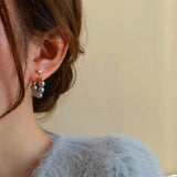 Silver Post Gray Artificial Pearl Earrings