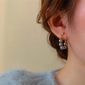 Silver Post Gray Artificial Pearl Earrings