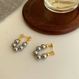 Silver Post Gray Artificial Pearl Earrings