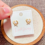 Silver Post Heart-Design Artificial Pearl Stud Earrings