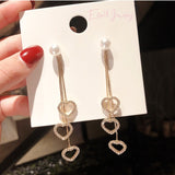 Silver Post Heart Drop Earrings