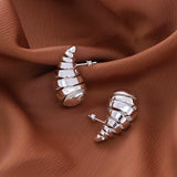 Silver Post Hollow Water Drop Stud Earrings