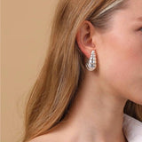 Silver Post Hollow Water Drop Stud Earrings