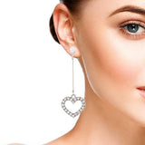 Silver Post Hollow Zircon bling Heart Earrings