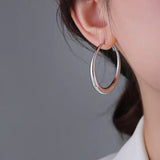 Silver Post Large Hoop Earrings