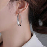 Silver Post Large Hoop Earrings