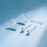 Silver Post Love Arrow Pierced Heart Earrings