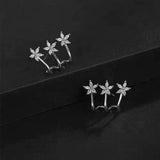 Silver Post Zircon Flower Earrings