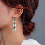 Silver Post Luxury Zircon Drop Earrings