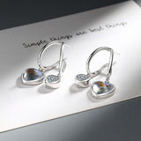 Silver Post Moonstone Heart Earrings