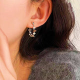 Silver Post Niche Design Chain Earrings