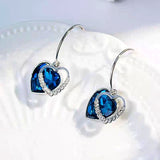 Silver Post Ocean Blue Heart-Design Earrings