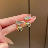 Silver Post Zircon Pearl Jacket Earrings