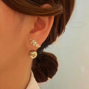 Silver Post Zircon Pearl Jacket Earrings