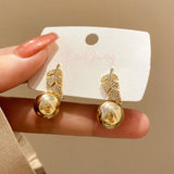 Silver Post Zircon Pearl Jacket Earrings