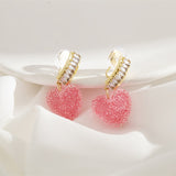 Silver Post Pink Gummy Heart Earrings