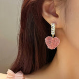 Silver Post Pink Gummy Heart Earrings