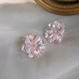 Silver Post Pink Sweet Gardenia Earrings