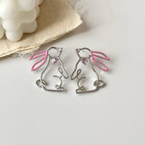 Silver Post Rabbit Gemstone Earrings