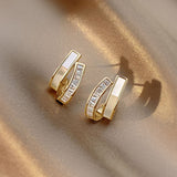 Silver Post Shell Double Layer Stud Earrings