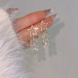 Silver Post Star Drop Earrings