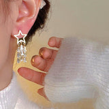 Silver Post Star Drop Earrings