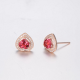 Silver Post Zircon Rose Stud Earrings