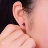 Silver Post Zircon Rose Stud Earrings