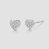 Silver Post Heart Zircon Stud Earrings