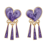 Silver Post Purple Heart Earrings