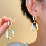 Silver Post Double Layer Drop Earrings