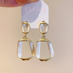 Silver Post Double Layer Drop Earrings