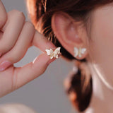 Silver Post Zircon Butterfly Earrings