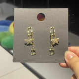 Silver Post Zircon D Letter Earrings