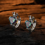 Sterling Silver Zircon Diamond Crown Earrings