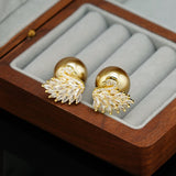 Silver Post Zircon Diamond Swan Pearl Earrings