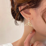 Silver Post Zircon Fishtail Earrings