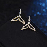 Silver Post Zircon Fishtail Earrings