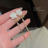 Silver Post Zircon Flower Earrings