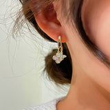 14K Gold-plated Zircon Clover Earrings