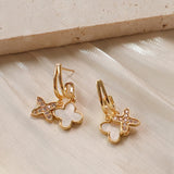 14K Gold-plated Zircon Clover Earrings