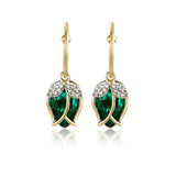 Silver Post Zircon Green Tulip Flower Earrings