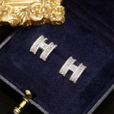 Silver Post Zircon H Letter Stud Earrings