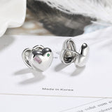 Silver Post Zircon Heart-Design Stud Earrings