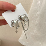 Silver Post Zircon Heart Earrings