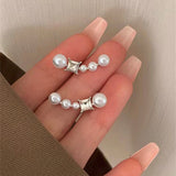 Silver Post Zircon Pearl Stud Earrings