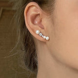 Silver Post Zircon Pearl Stud Earrings